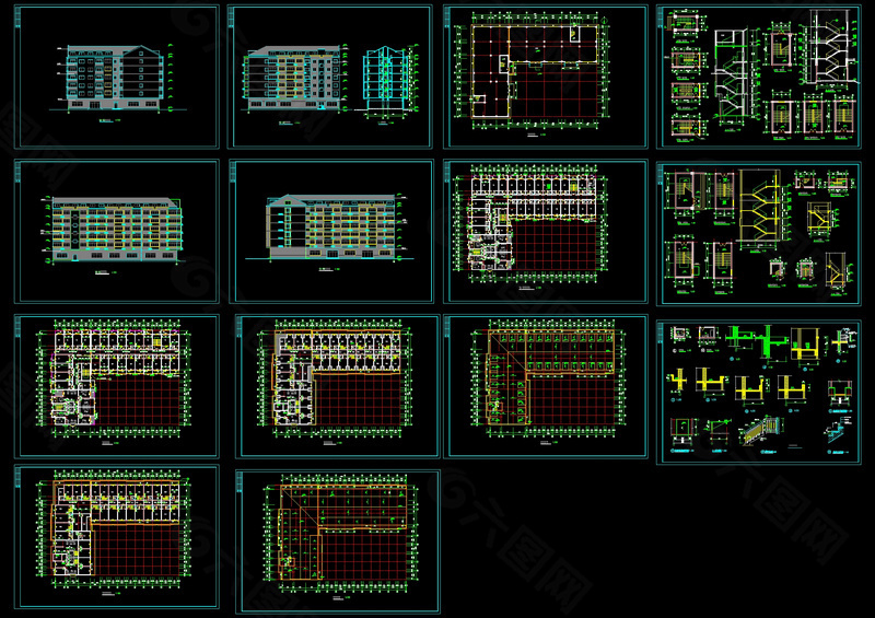 多层宿舍cad图纸