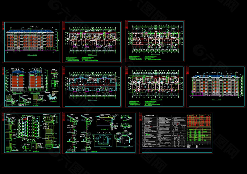 多层住宅楼cad图纸