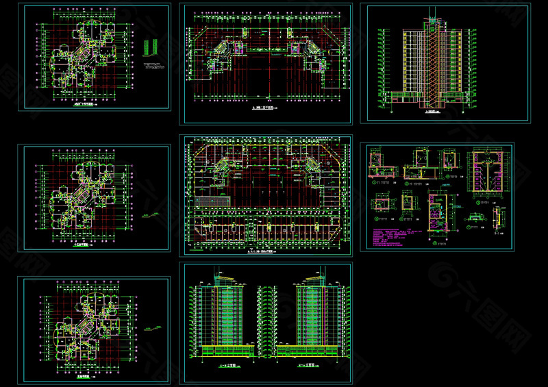 高层建筑全套施工图纸CAD文件