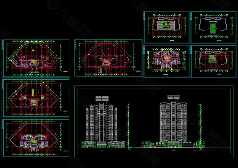 高层住宅楼cad施工图