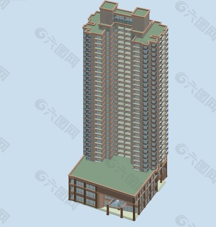塔式高层商住楼3D模型
