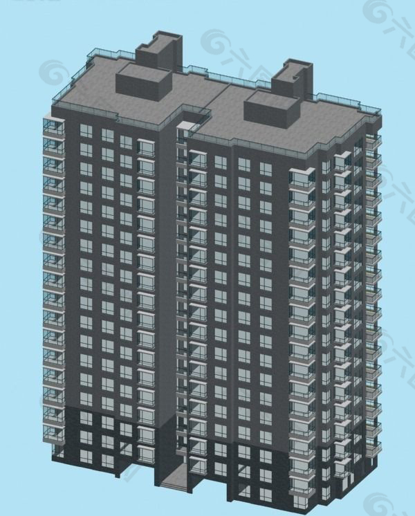 多层塔式住宅楼3D模型