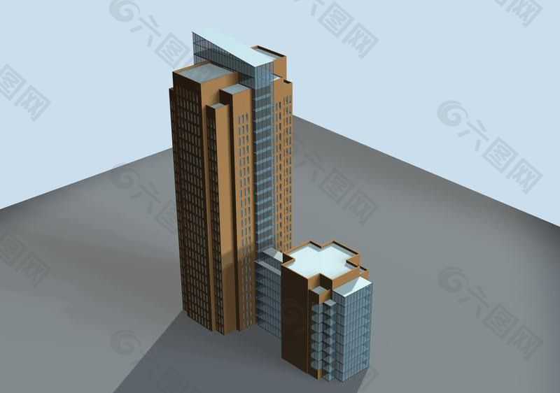 十字形简模建筑3D模型