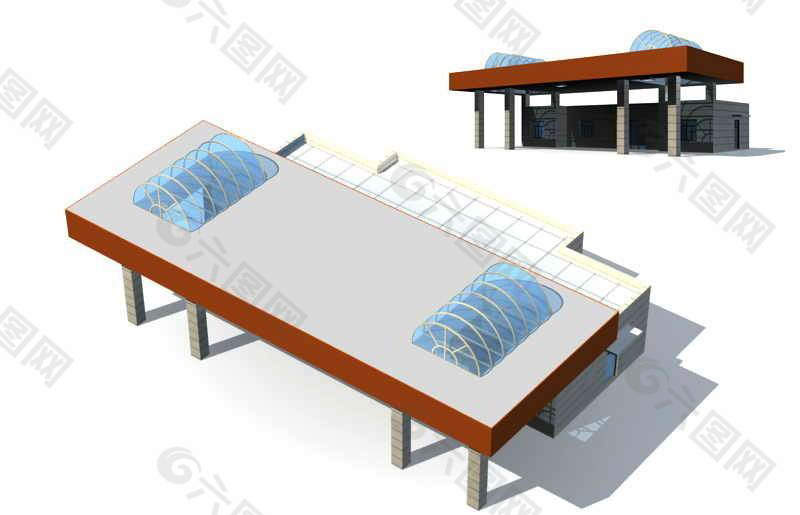 加油站建筑3D模型