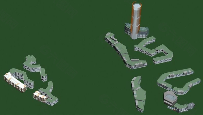 字母造型建筑3D模型图