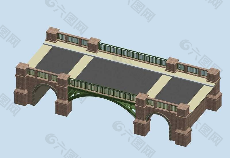 美观大方拱形桥梁3D模型