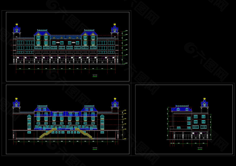 一套商住图纸cad立面图