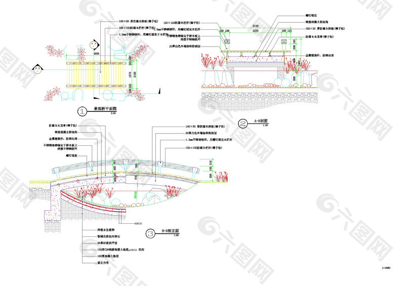 景观桥cad详图