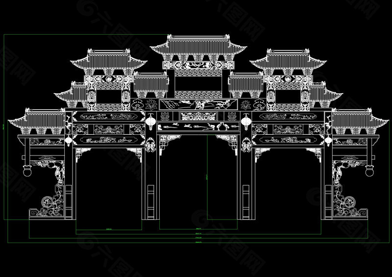 石牌坊cad图纸