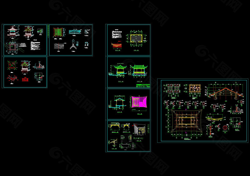 水榭亭cad施工图