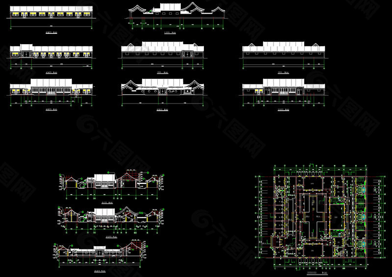 四合院立面cad图纸