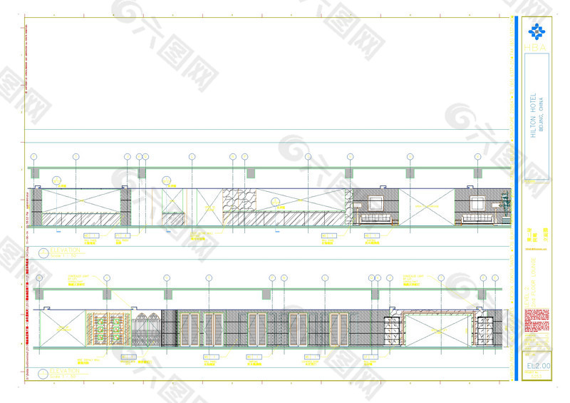 酒店大堂立面cad图稿
