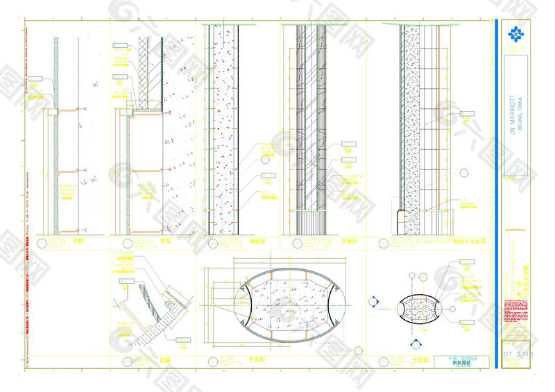 中央柱子详图cad图纸