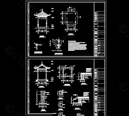 四方亭的CAD施工图