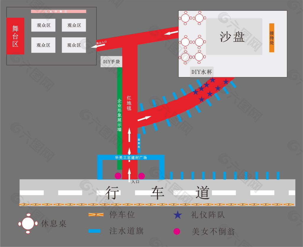 某建材市场招商活动现场平面布置图