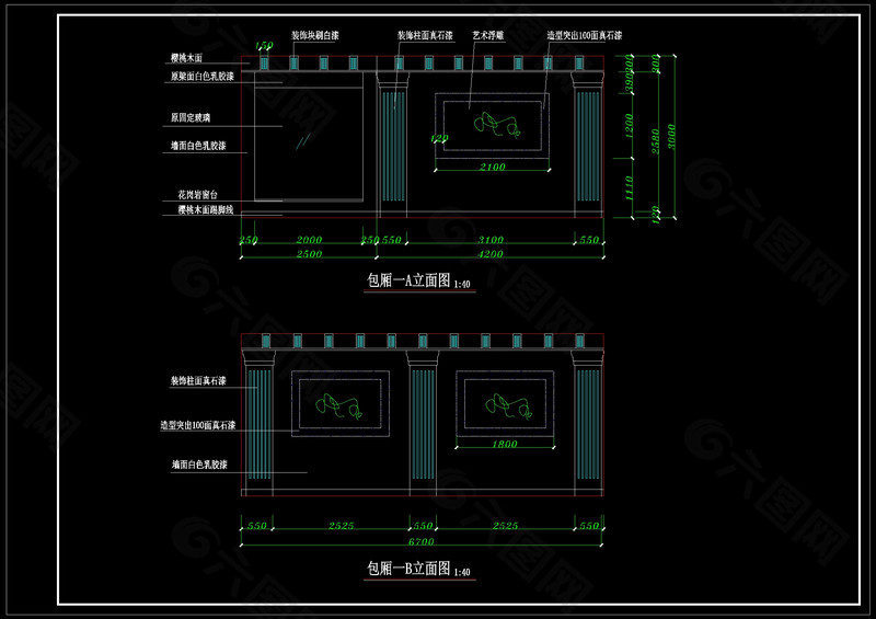 包厢1B立面图cad图纸