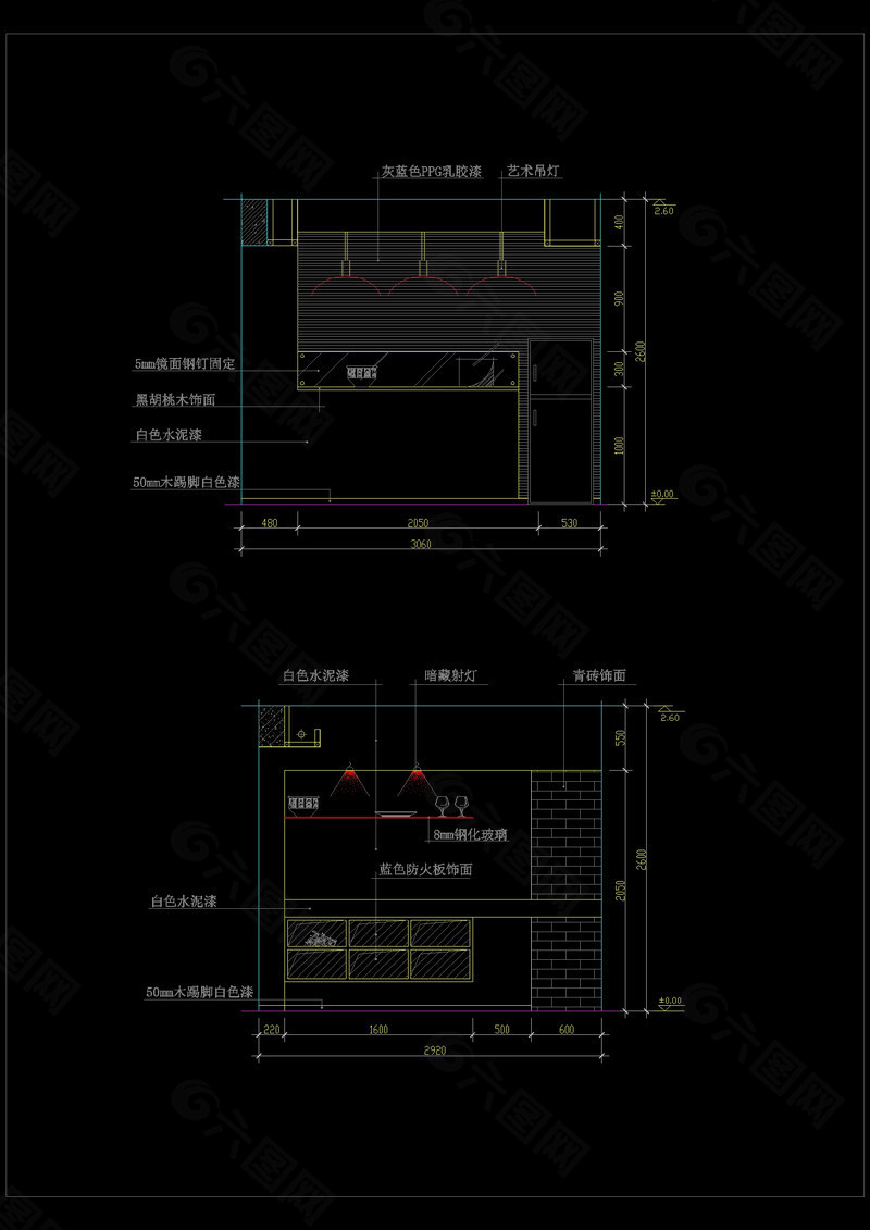 餐厅施工图cad详图素材