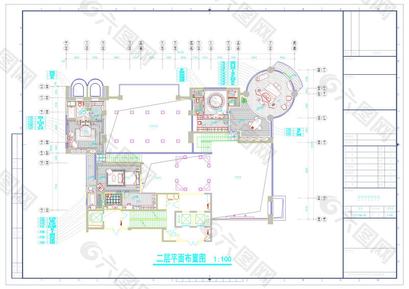 二层平面部分cad图纸