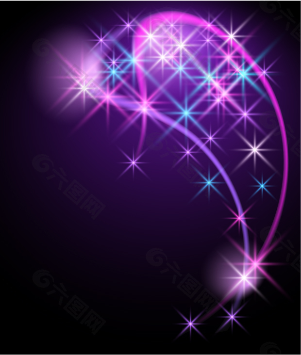 流体星星紫色梦幻炫光流线弧线背景