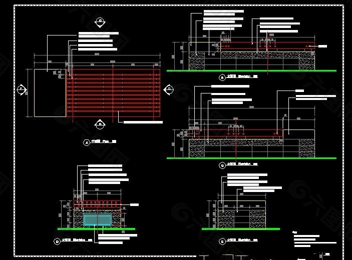 景观座凳CAD施工详图