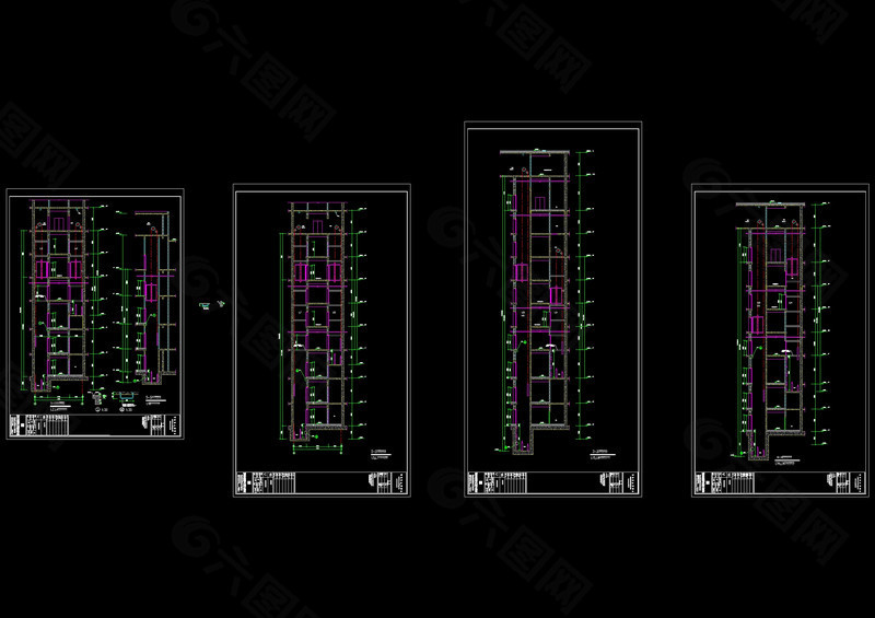 电梯间楼梯间立面图cad图纸