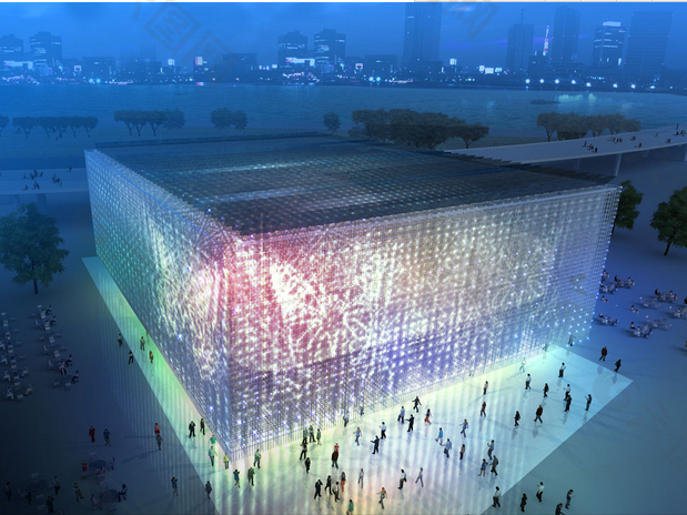 夜晚炫丽光效建筑效