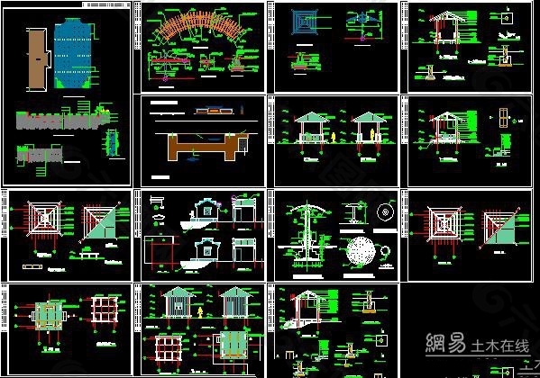 亭廊楼阁景观小品CAD施工详图