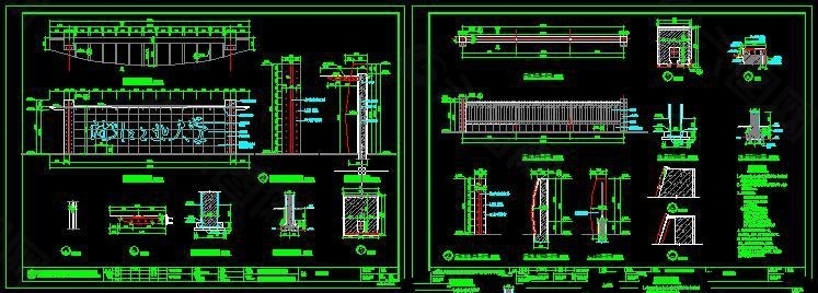 居住小区景观景墙CAD施工图纸