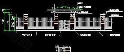 景观围墙CAD立面图