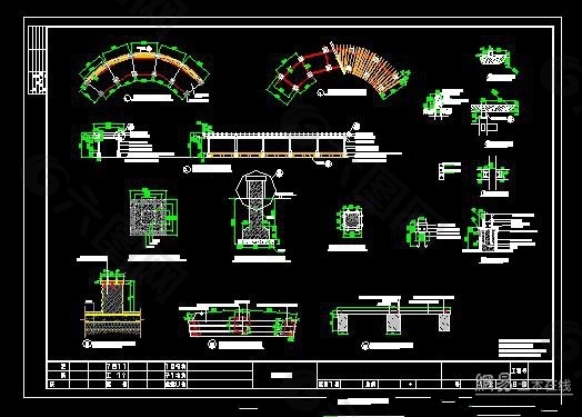 景观木制花架CAD施工详图