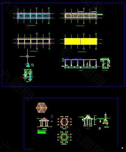 非常好的花架和亭CAD施工详图