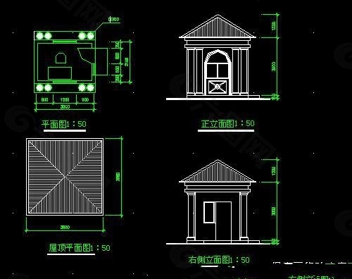 住宅小区保安亭CAD施工大样图