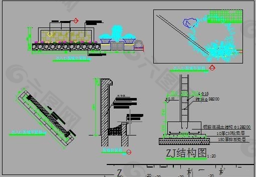 特色入口景墙围墙施工详图设计图