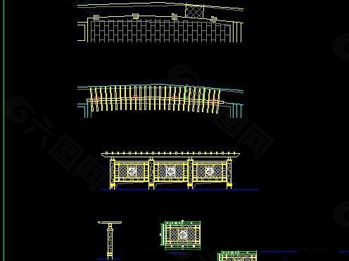 景观弧形花架CAD施工详图