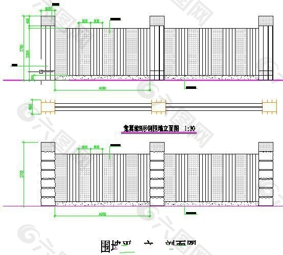 景观台围墙设计CAD施工详图