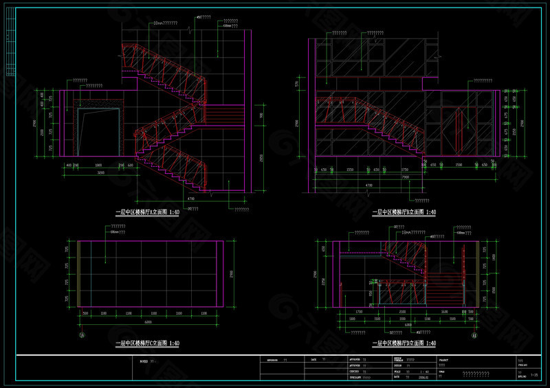一层楼梯厅cad图纸