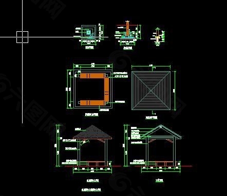 景观亭子CAD施工详图大样图