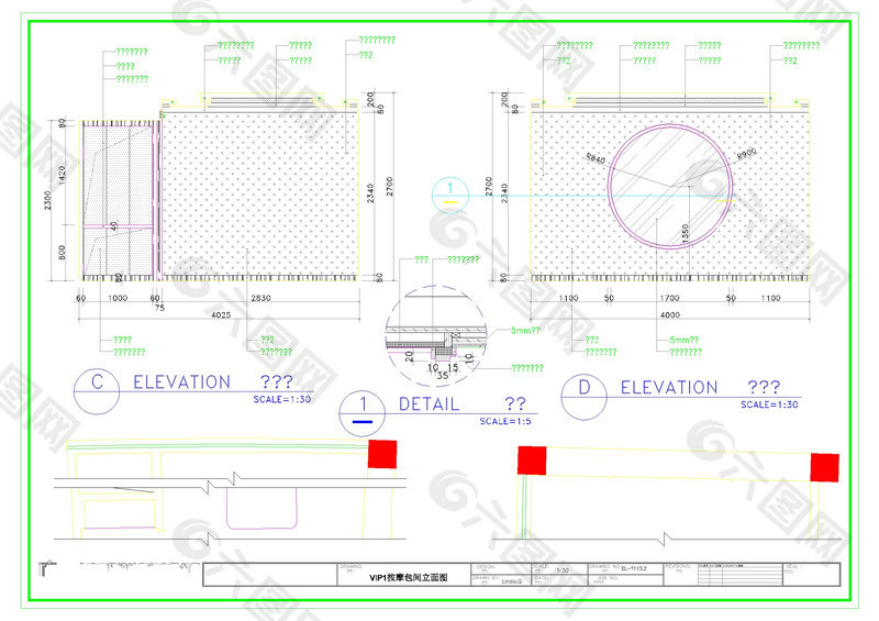 桑拿VIP按摩包间cad图纸