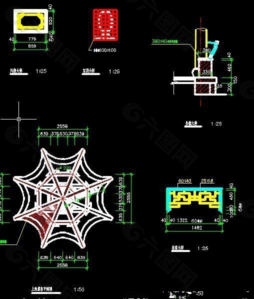 景观八角亭子CAD施工图