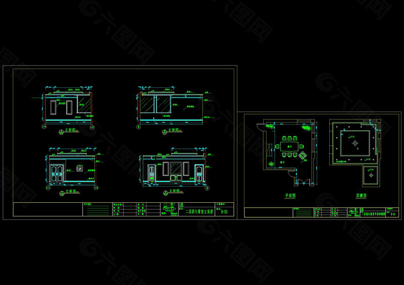 团长餐室cad立面图纸