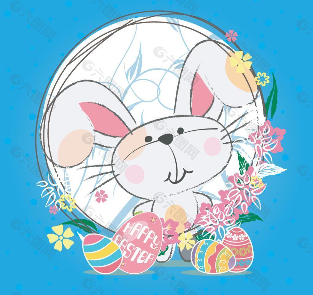 可爱卡通小白兔插画兔