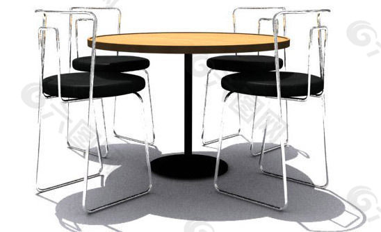 高脚餐桌椅3D模型