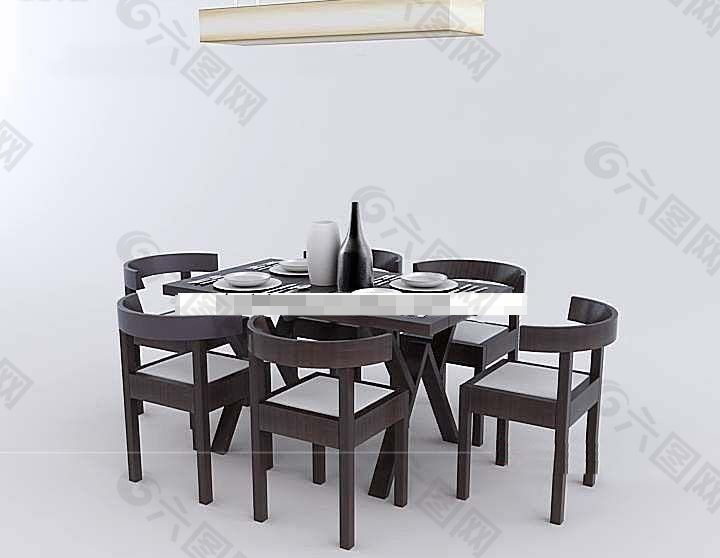 橡木制餐桌椅组合