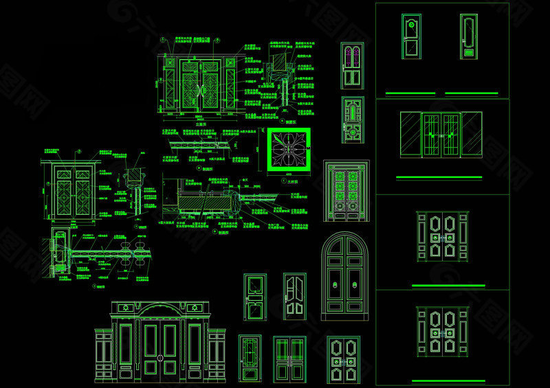 门大样装修图cad图纸