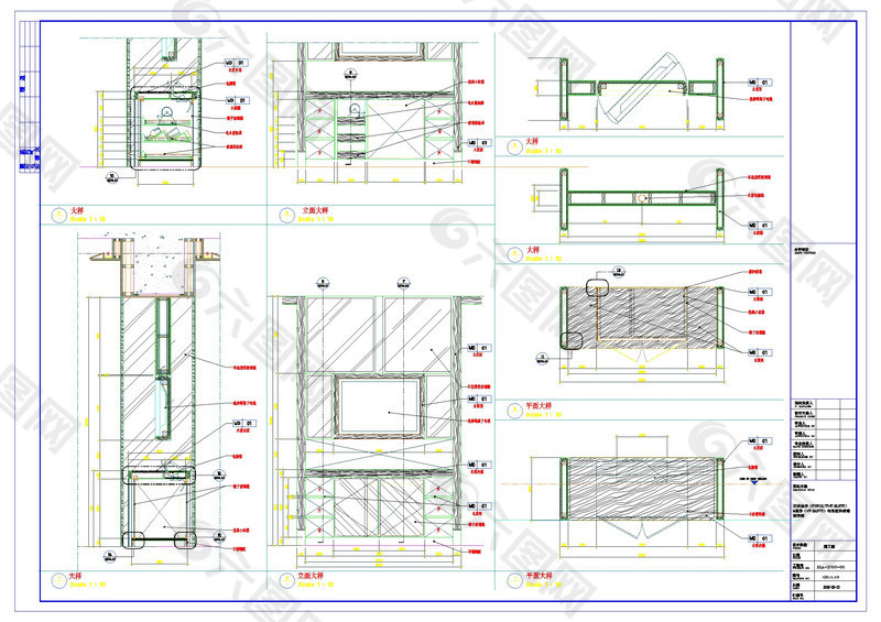 酒店电视柜详图cad图纸