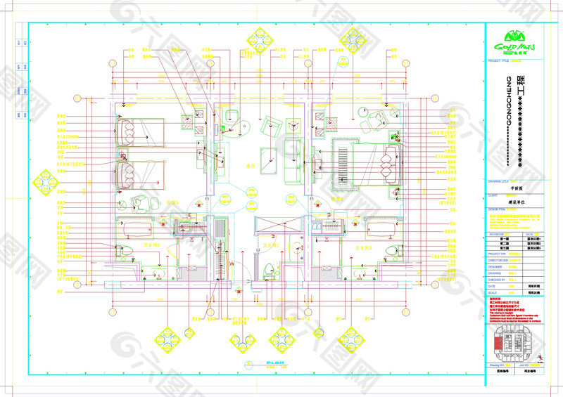 酒店豪华套房套平面图cad图纸