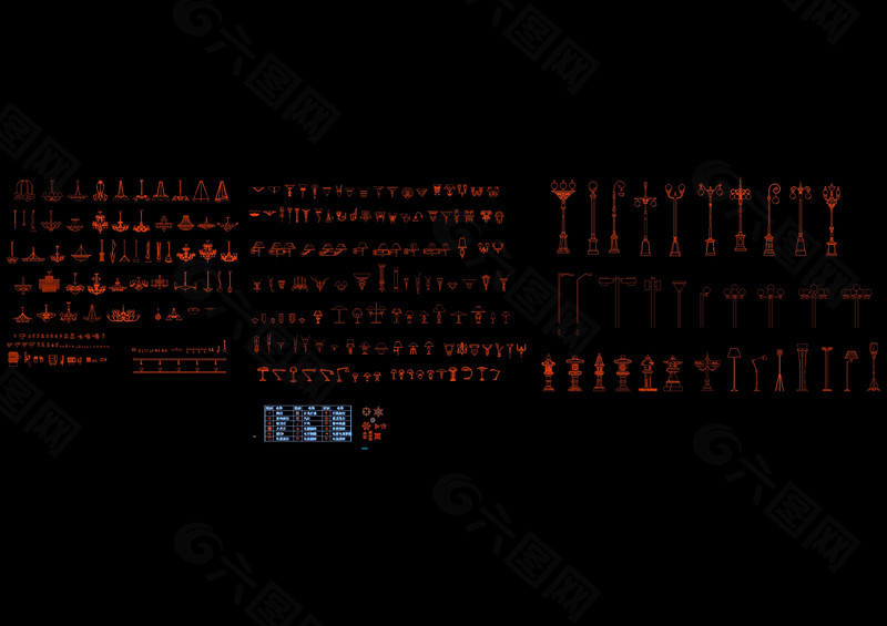 灯具常用模块cad图纸