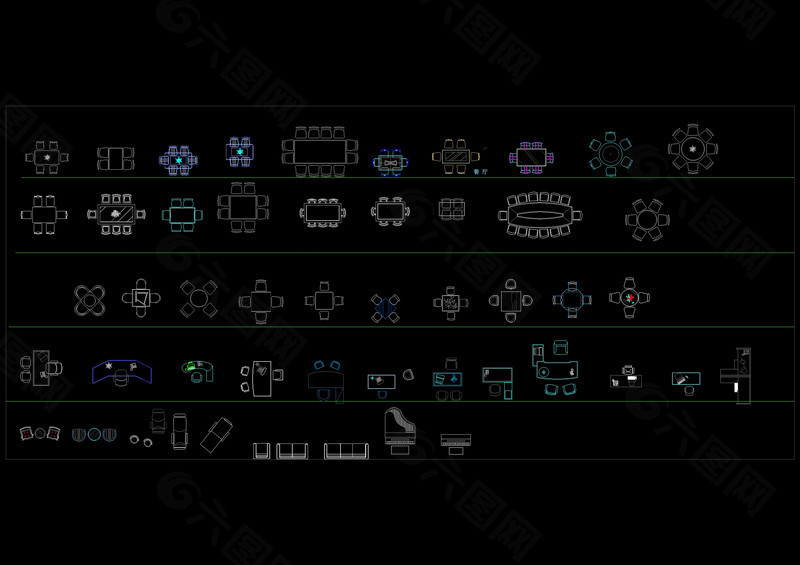 家具陈设cad标准图库cad图纸