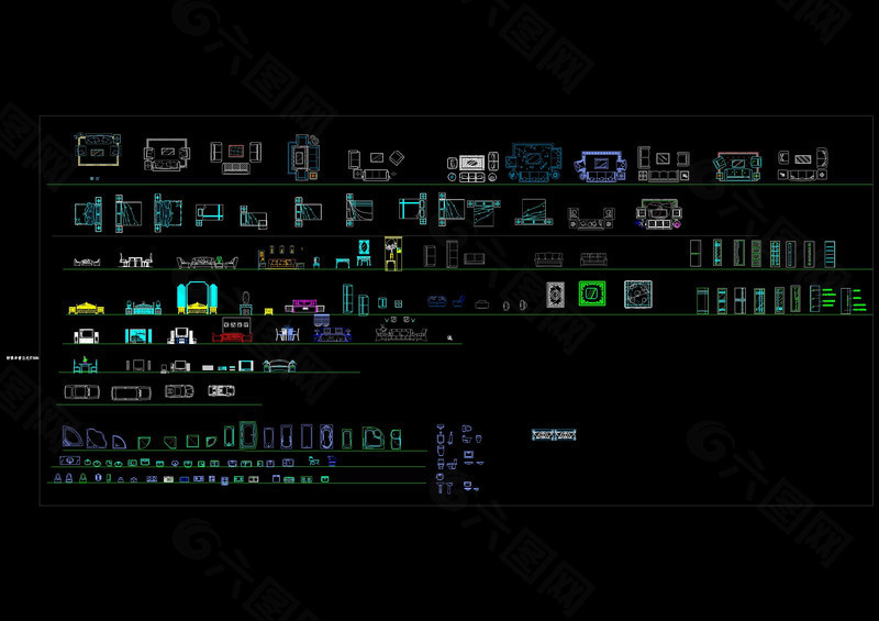 家具卫浴门陈设cad标准图库
