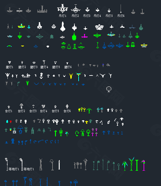 cad灯具立面图